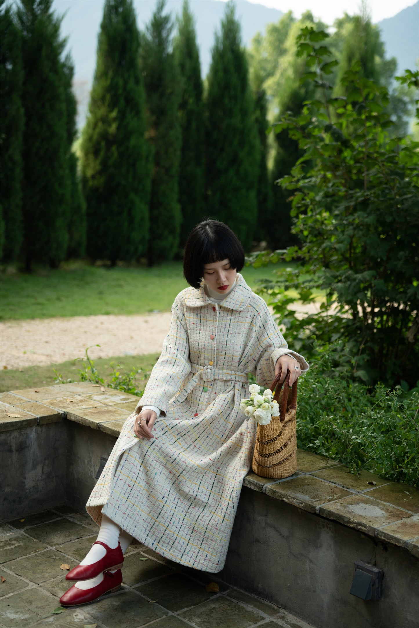 レインボーウールコート •3783230933/ハイネックニットワンピース•9833200904