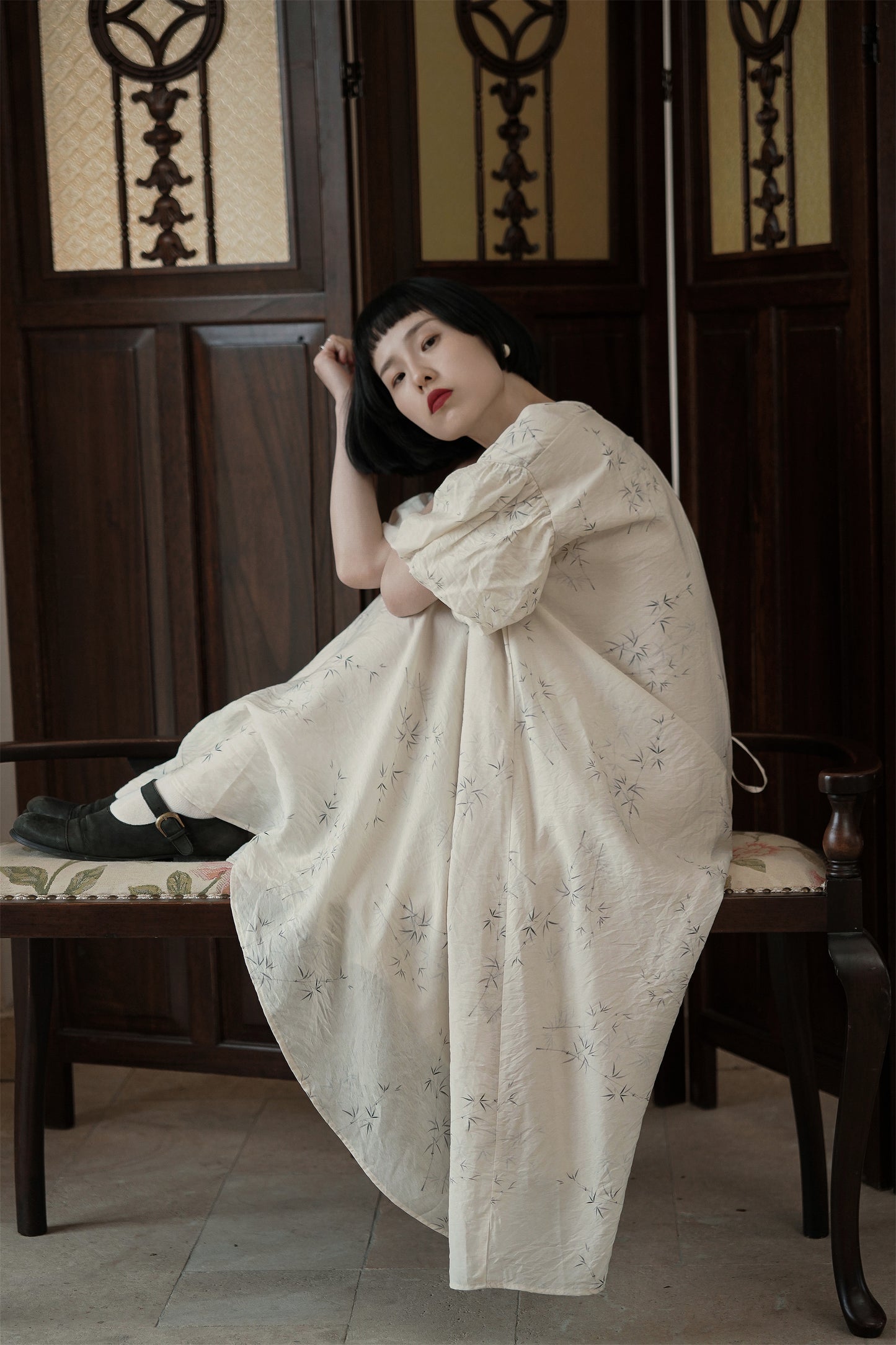 シフォンプリントワンピース•6804231206