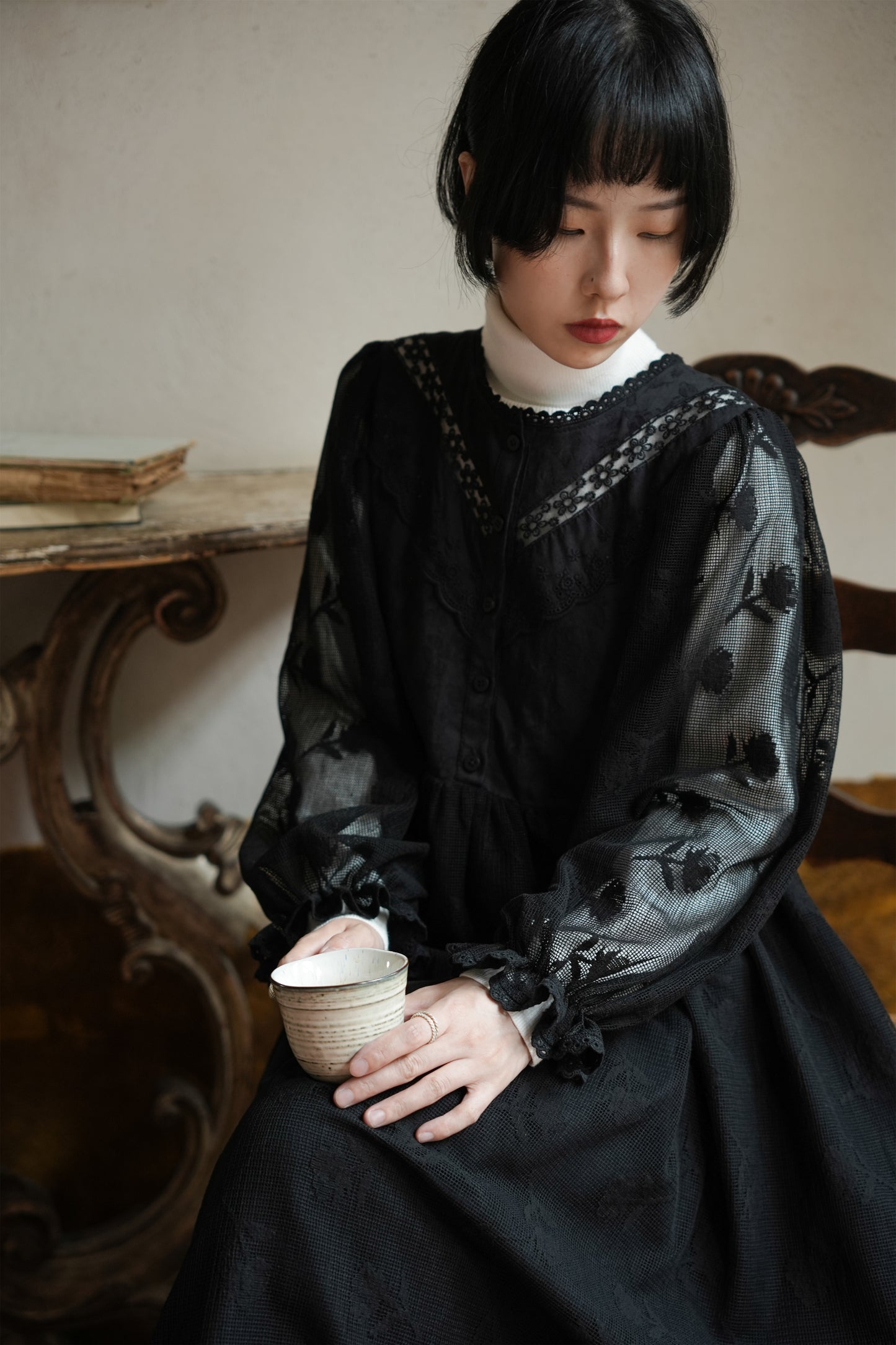 黒いワンピース•6727250579 /ハイネックニットワンピース•9833200904