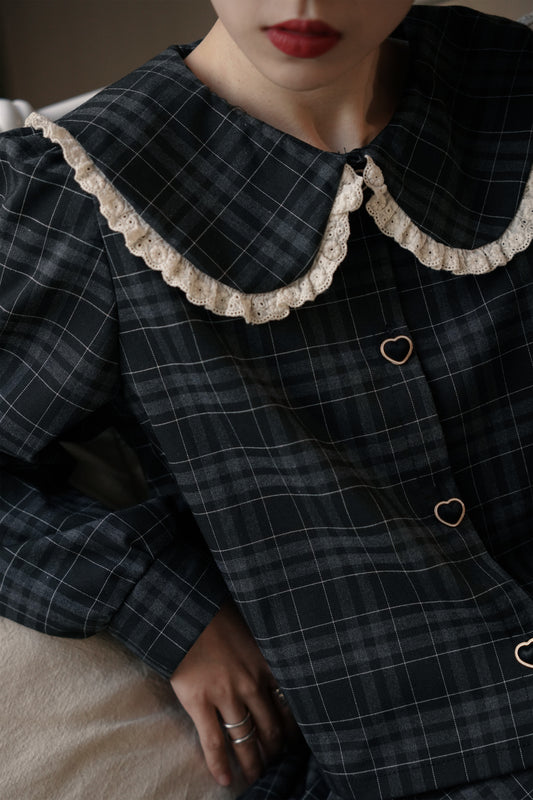 チェックブラウス•6546211008/スカート•56072111091