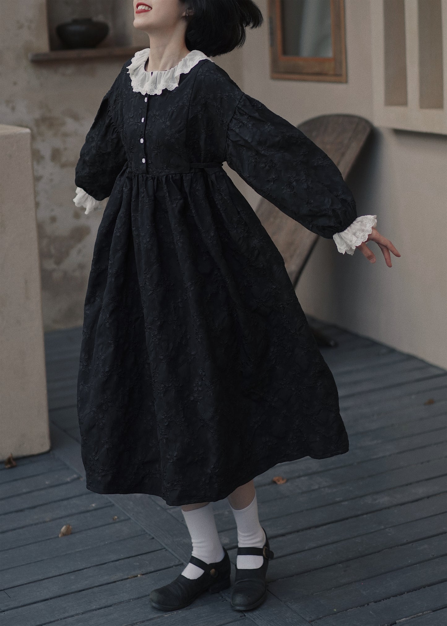 黒のジャガードワンピース•4250201202(3月下旬発送予定)