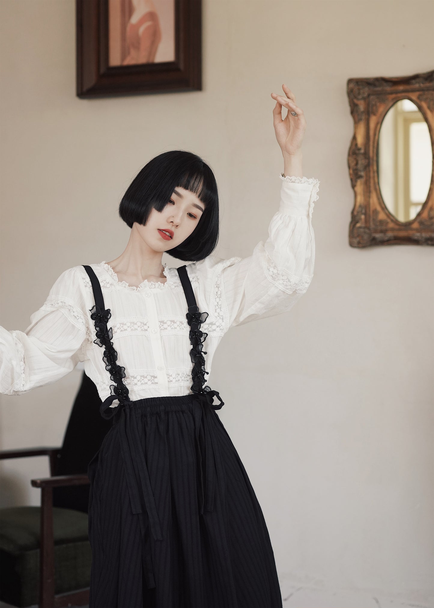 サスペンダースカート•7819202035B/プラウス·6198200602