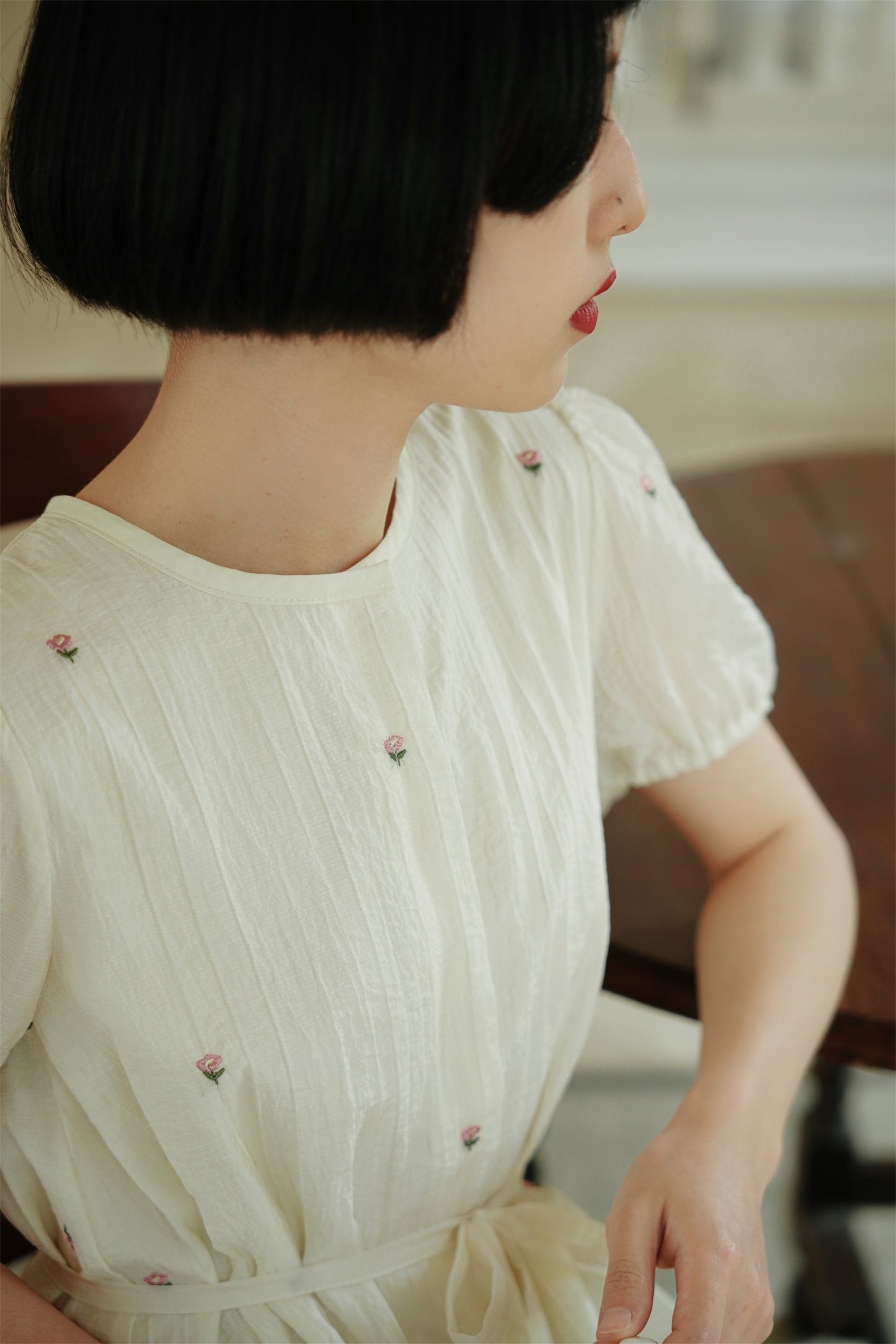 刺繍された花ワンピース•8533230411