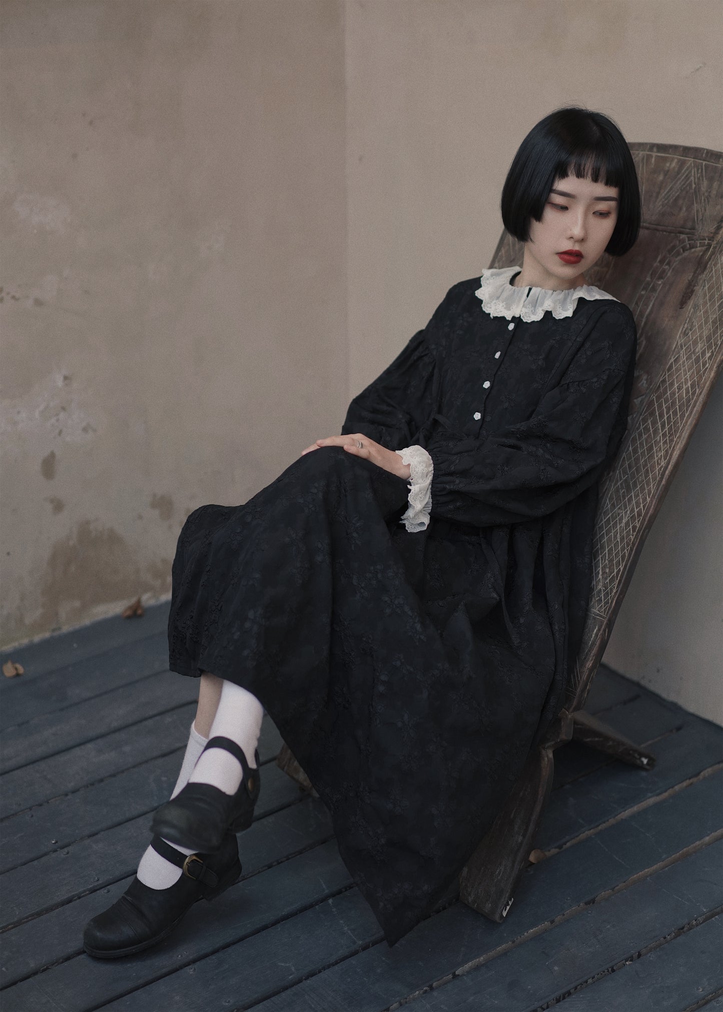 黒のジャガードワンピース•4250201202(3月下旬発送予定)