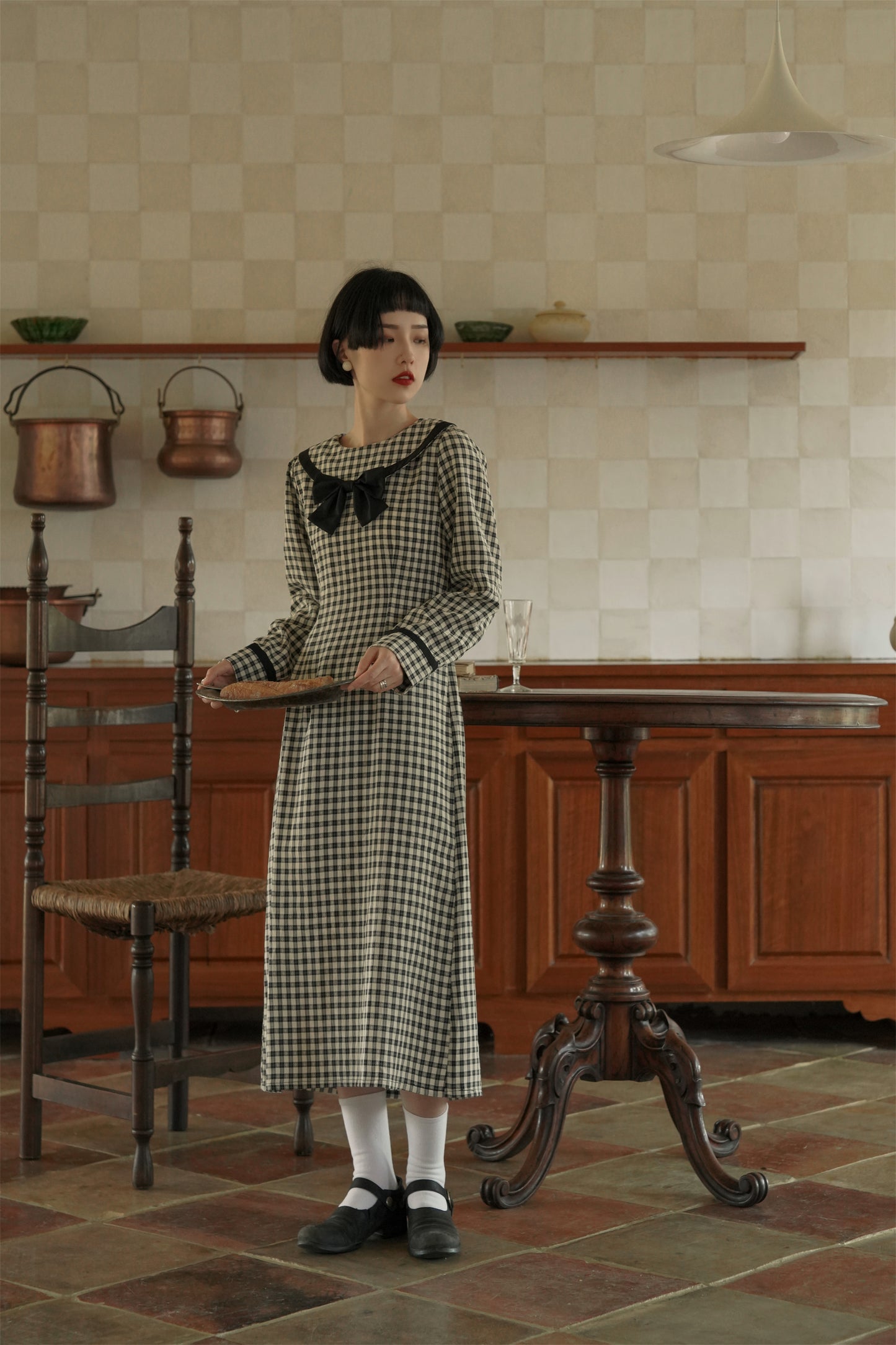 リボンタイチェックワンピース•4847220714