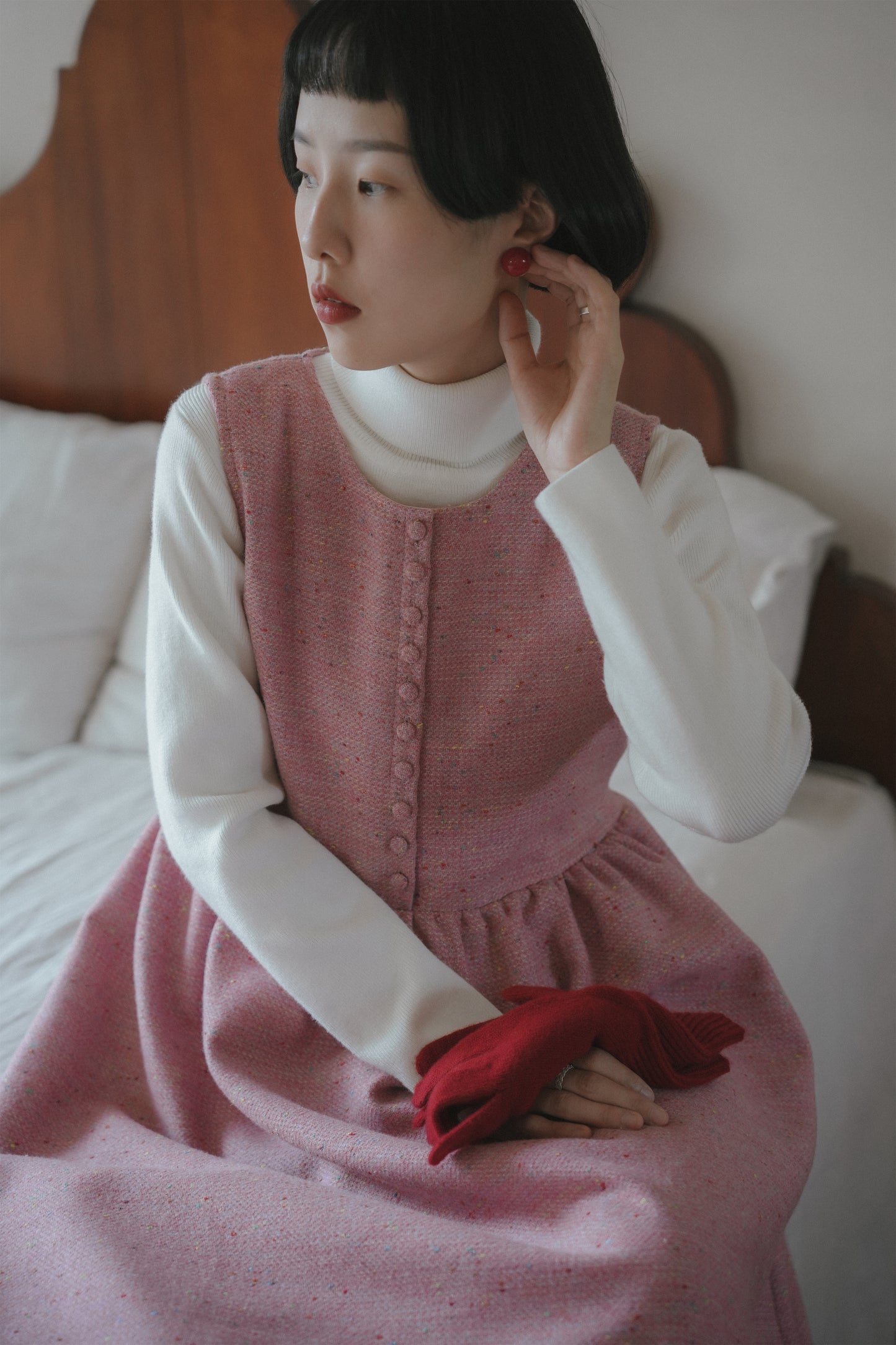 ピンクノースリーブワンピース•6546250808/ハイネックニットワンピース•9833200904